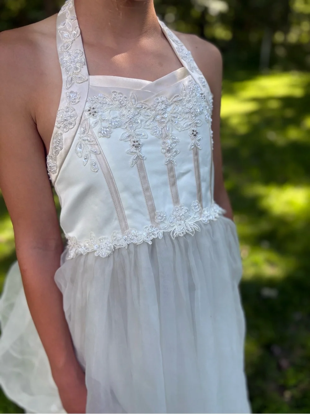 Size 10 David’s Bridal style # h229e ivory rum flower girl dress - Picture 9 of 13